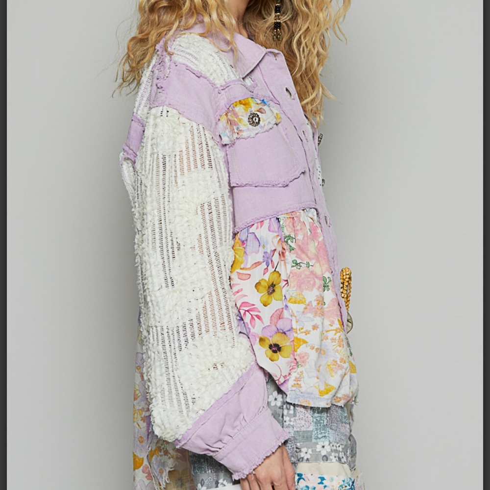 Pol Pink Floral Patchwork Jacket - image 7